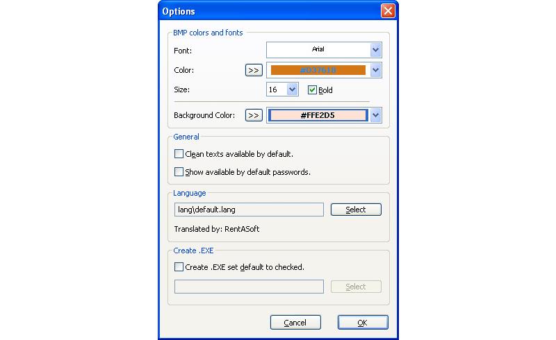 Image of Options Window